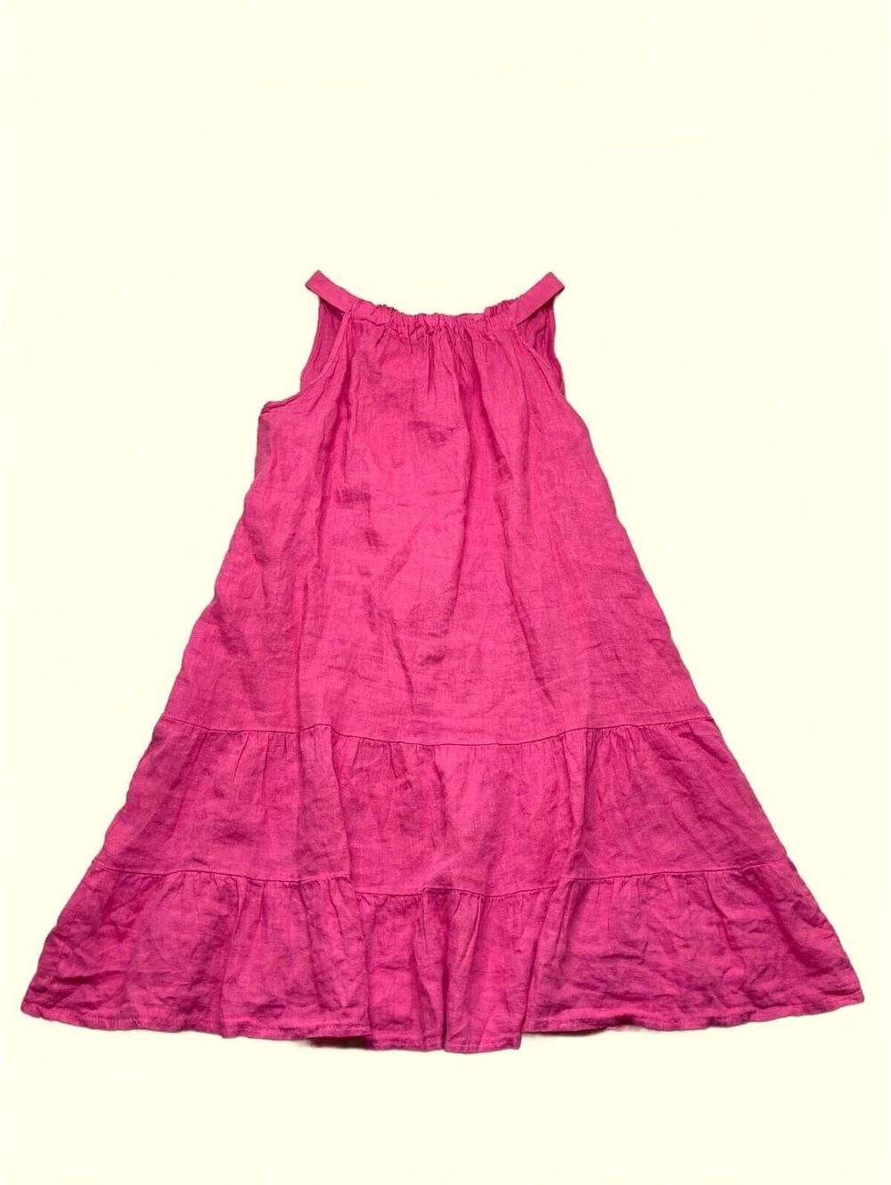 Bellambra Pink Linen Sleeveless Midi Dress with Halter Neck - Size Large